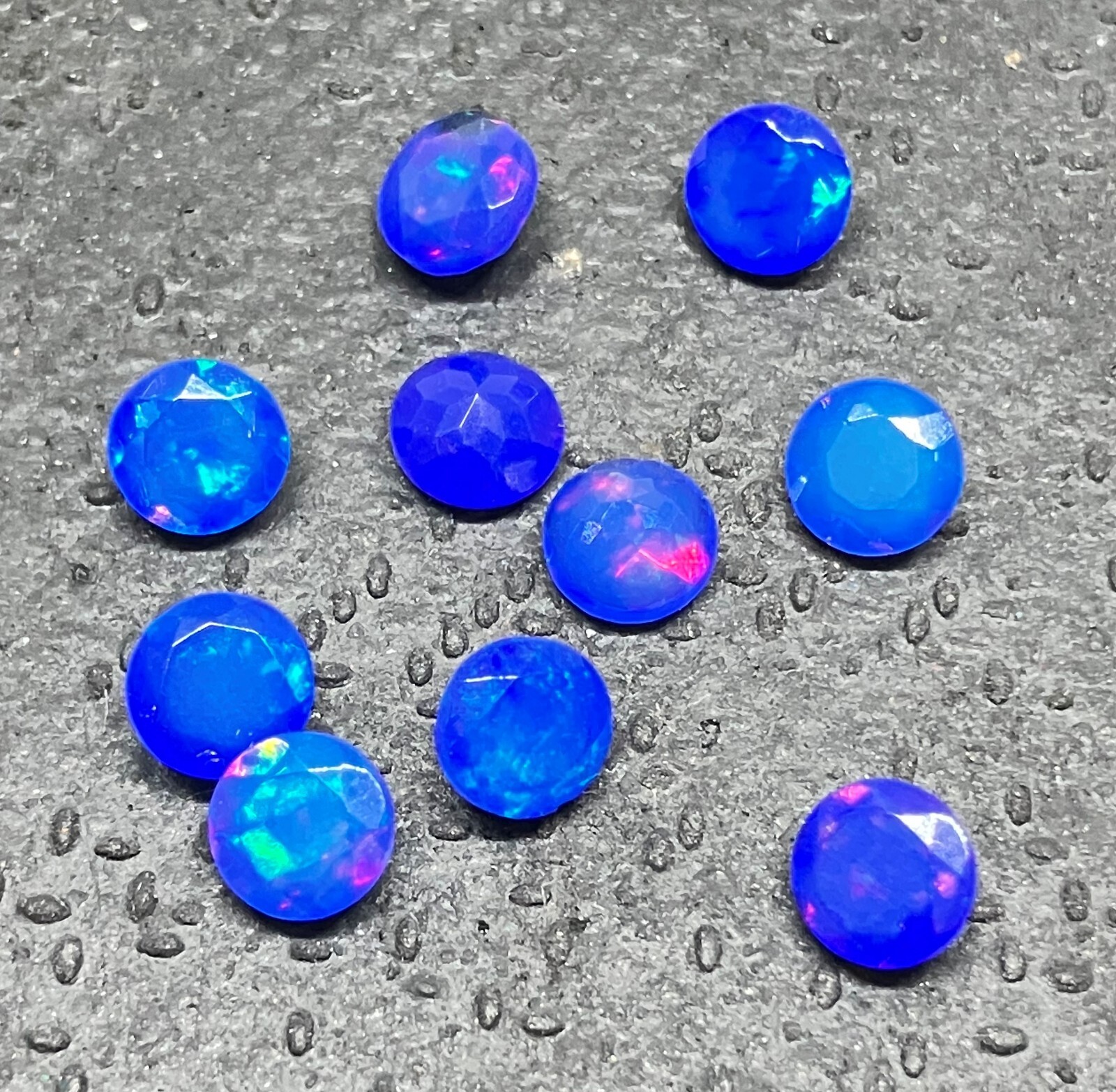Blue Opal Natural Ethiopian Fire Round Cut AAA Loose Gemstone Assorted Jewelry