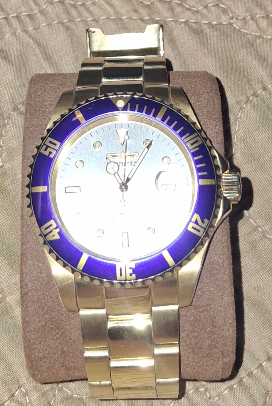Invicta Mod.3826 Men’s Automatic Jewels Silver Dial Blue/Gold Bezel Date 200m