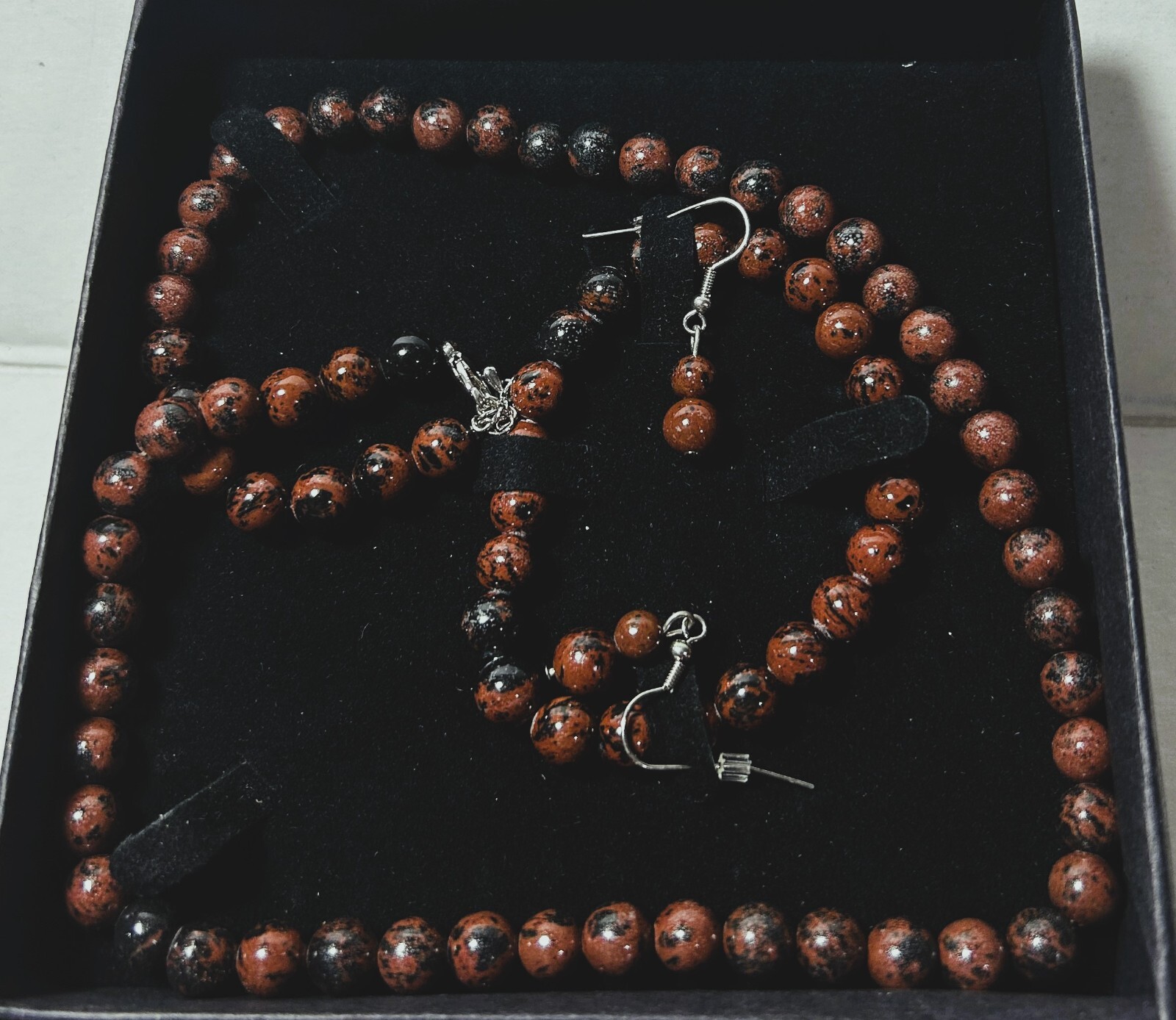 new Gold Coast Mahogany Obsidian necklace Bracelet & earrings