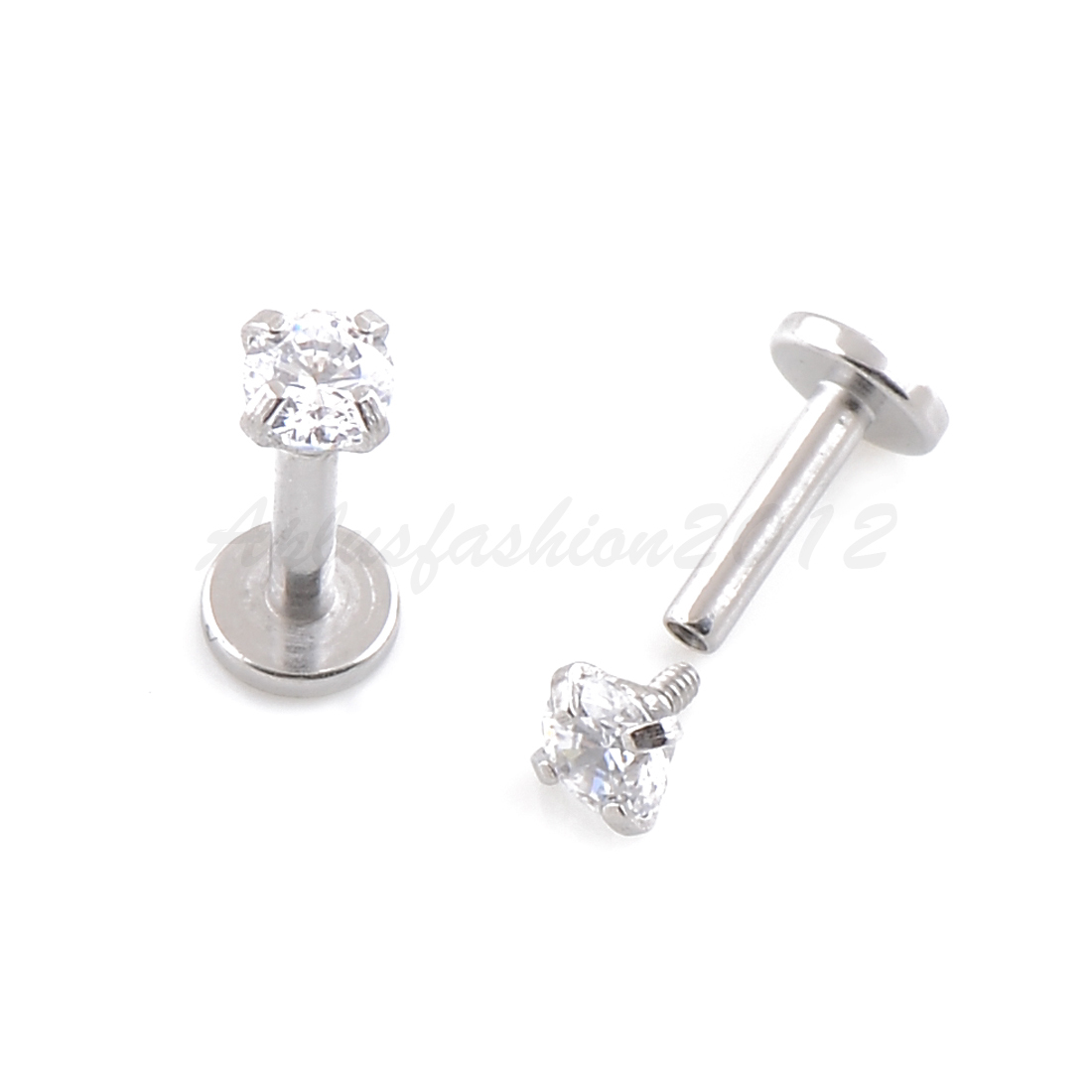 18g 16g 1/4″ 2,2.5,3,3.5,4mm Prong Set Clear Crystal Tragus Triple Forward Helix