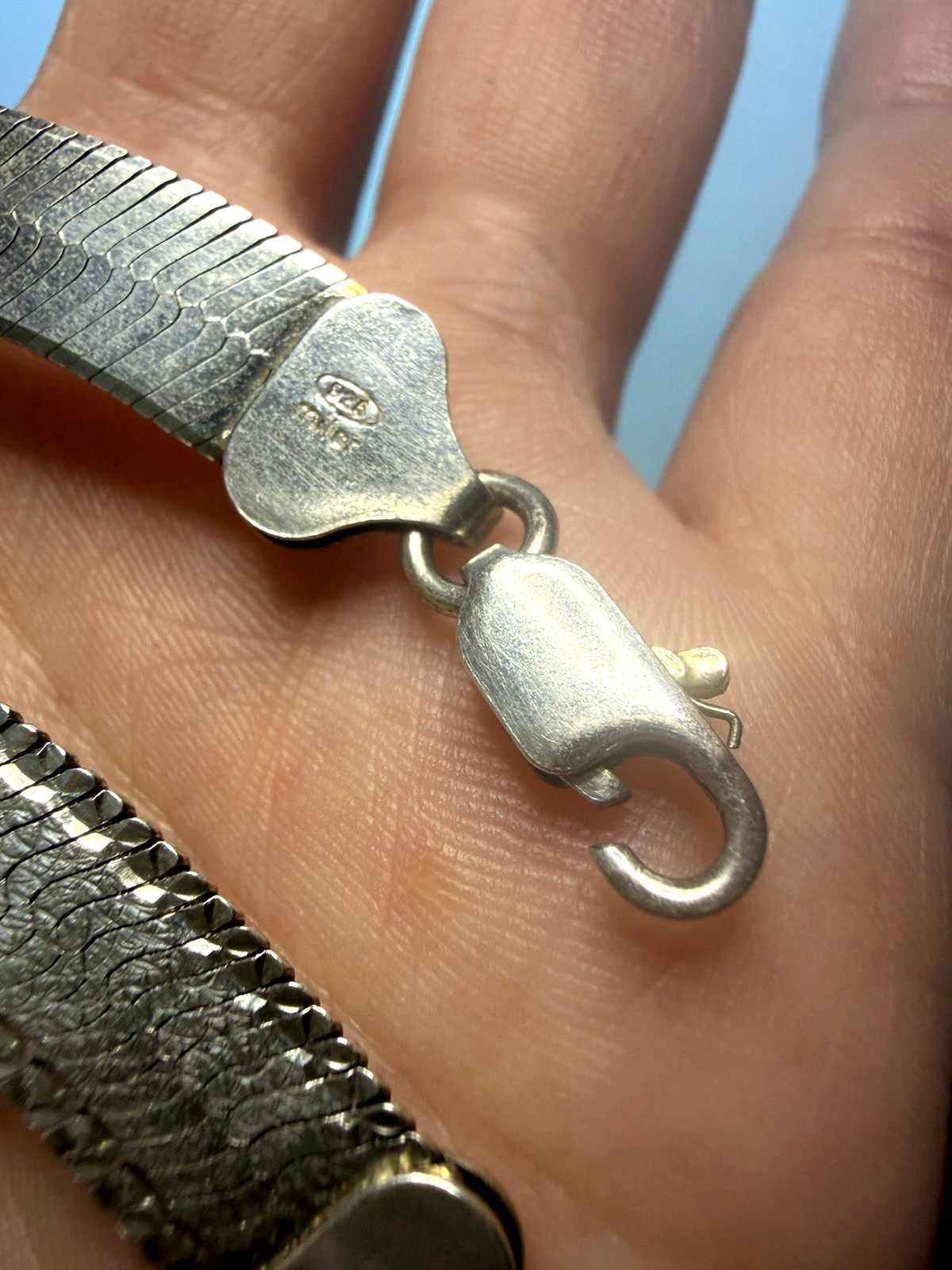 MILOR Italian Sterling Silver Herringbone Chain Necklace