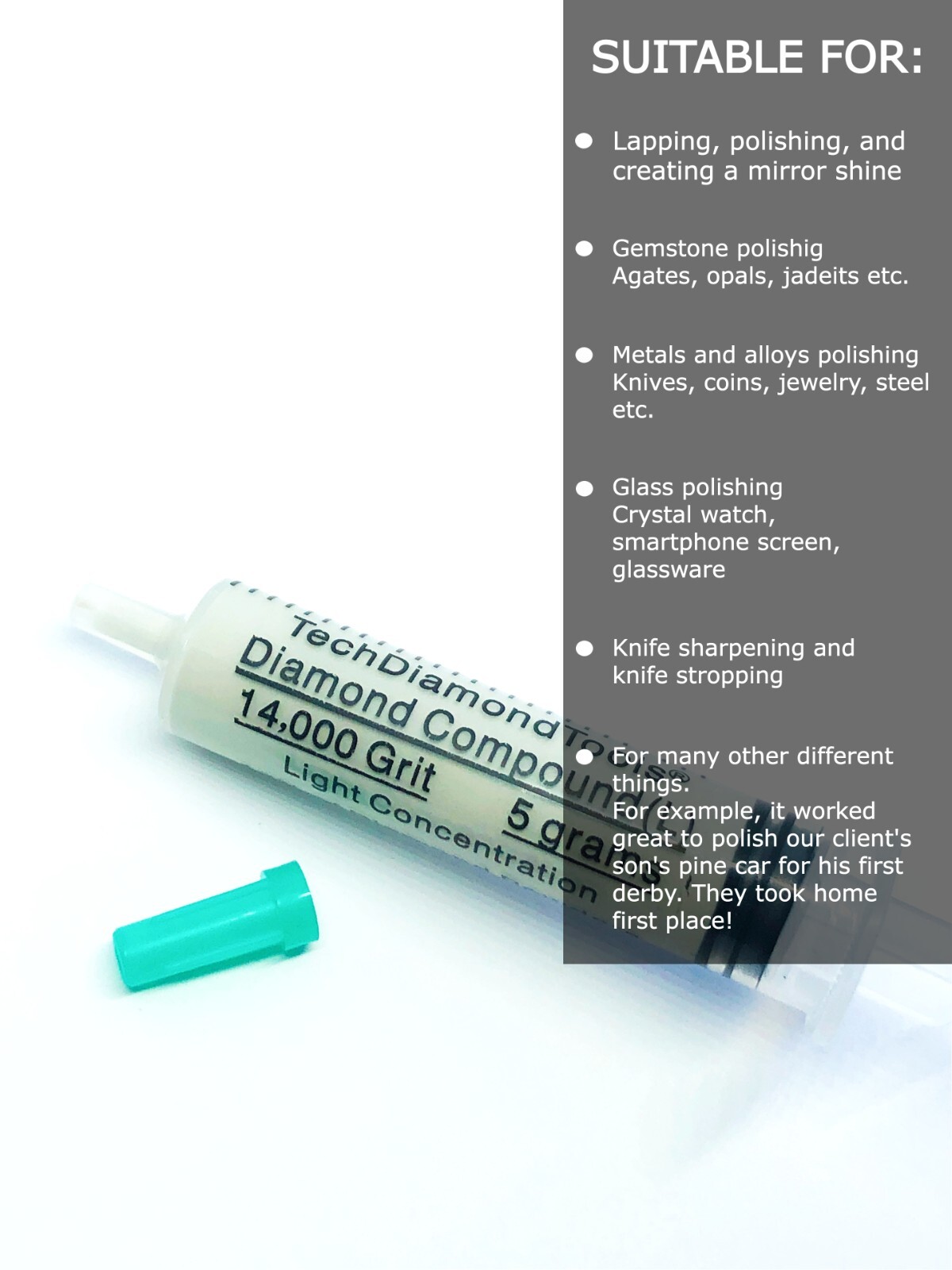 Diamond Paste Compound Polishing Lapidary 14,000 (L) Grit 5 Gram (USA MADE)