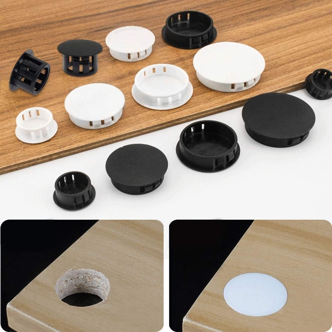 Versatile 10mm Snap-In Black Hole Plugs – 30PCS for Indoor & Outdoor Use