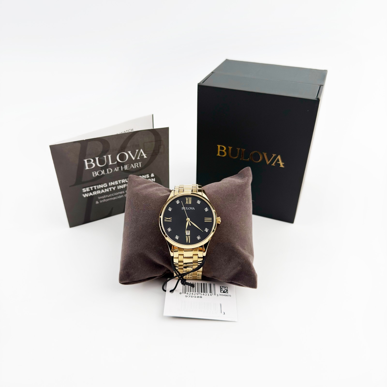 Bulova Diamond Classic Luxury Date Formal Quartz Men’s Watch 40 mm 97D108