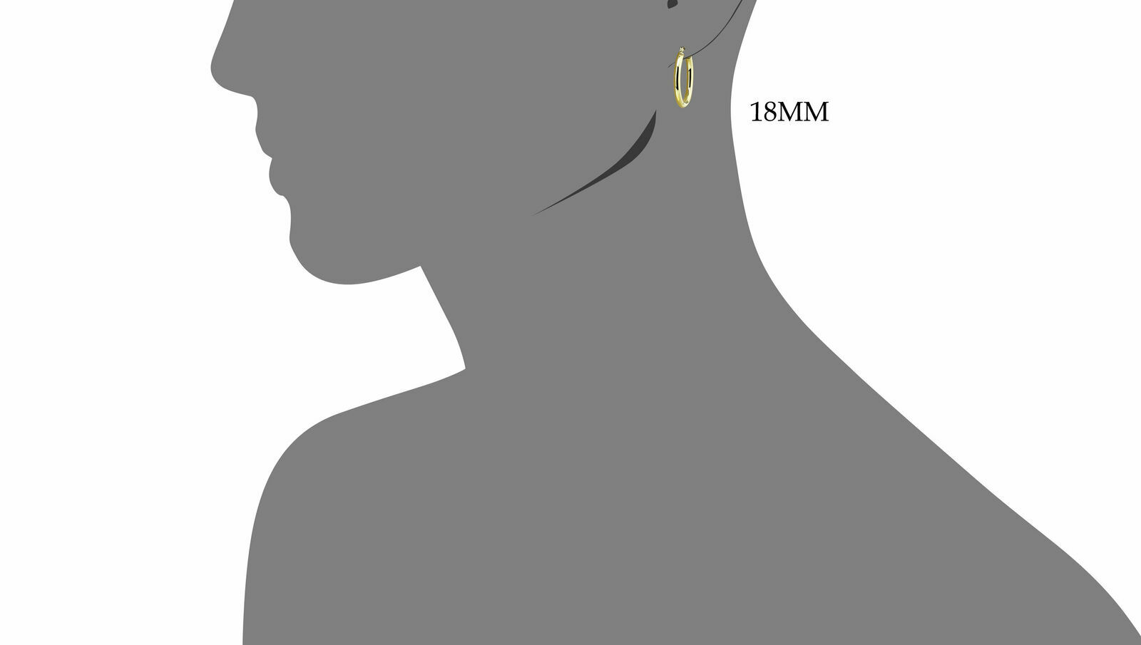 14k Gold Plated Sterling Silver Shiny Polished Hoop Earrings 2mm x 18mm