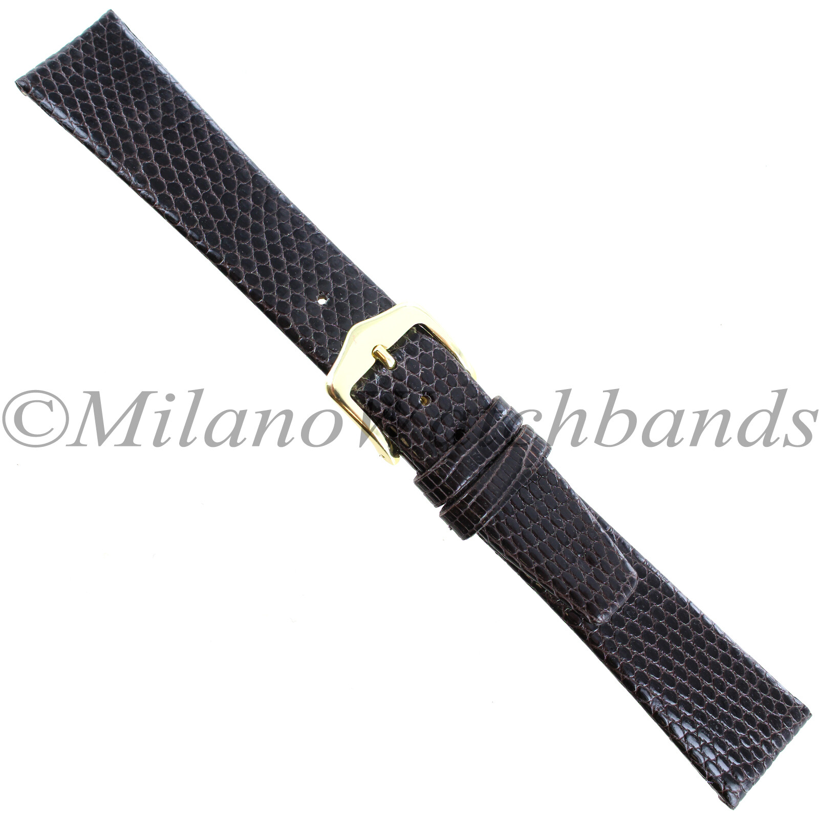 18mm Gilden Dark Brown Luxury Flat Genuine Wild Lizard Tapered Mens Band Reg
