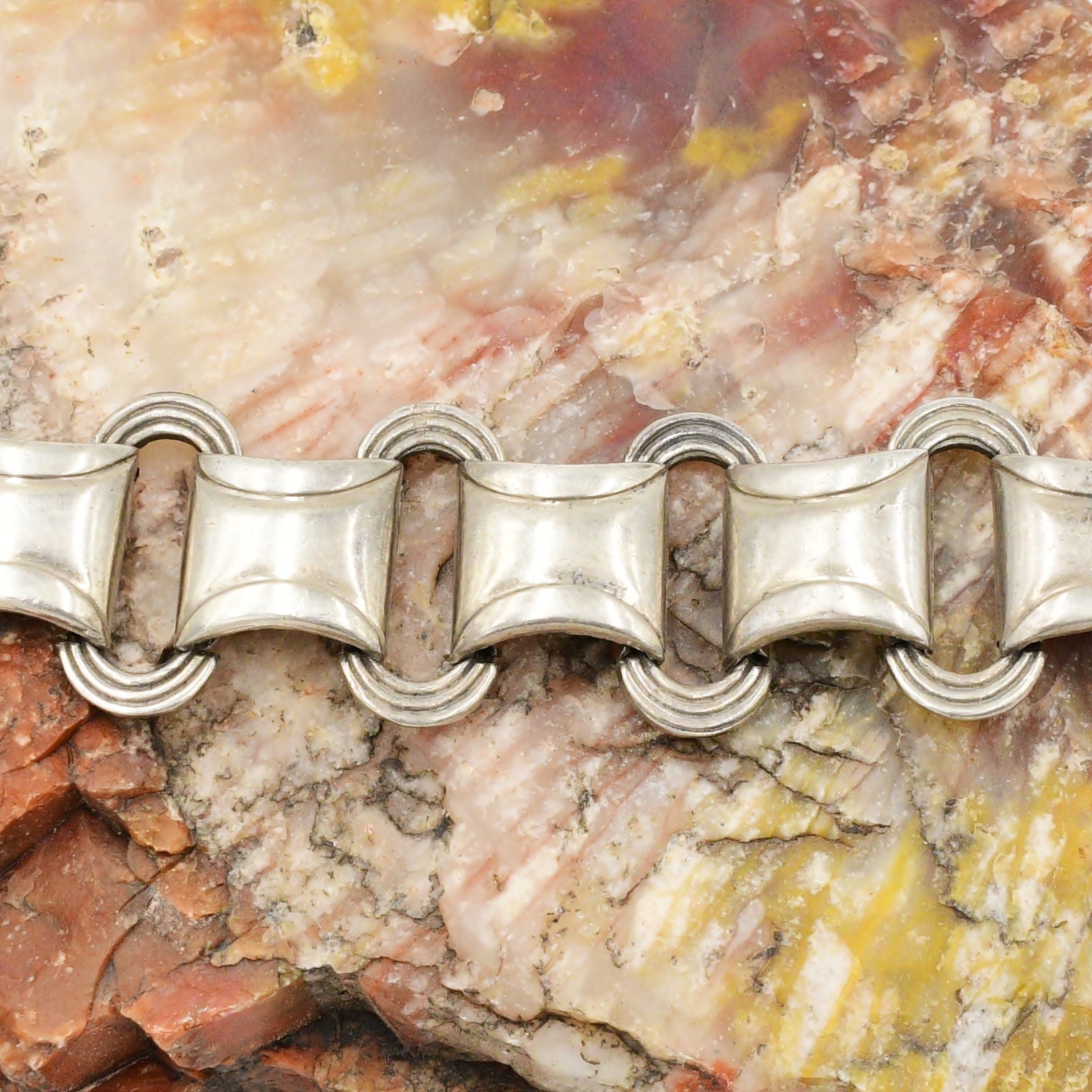 Sterling Silver Swedish 1946 J E Svensson Retro Fancy Chain Link Bracelet 7 1/2″