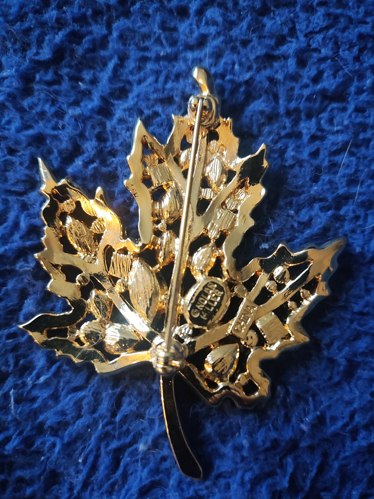 Nolan Miller Autumn Leaf Crystal Brooch. Signed. All Occasion