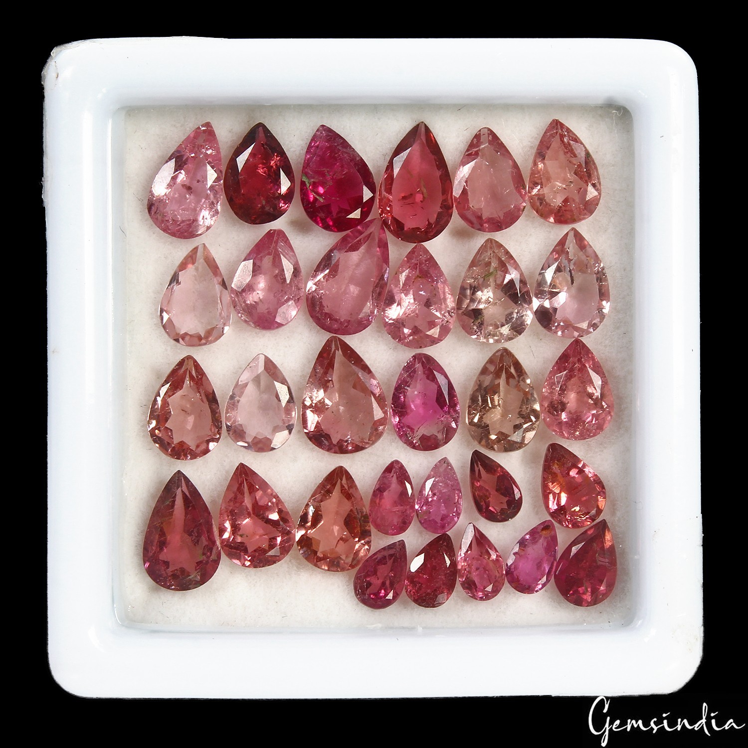 Certified 13.90 Cts/30 Pcs Natural Pink Rubellite Tourmaline Pear Cut 5-7mm Gems