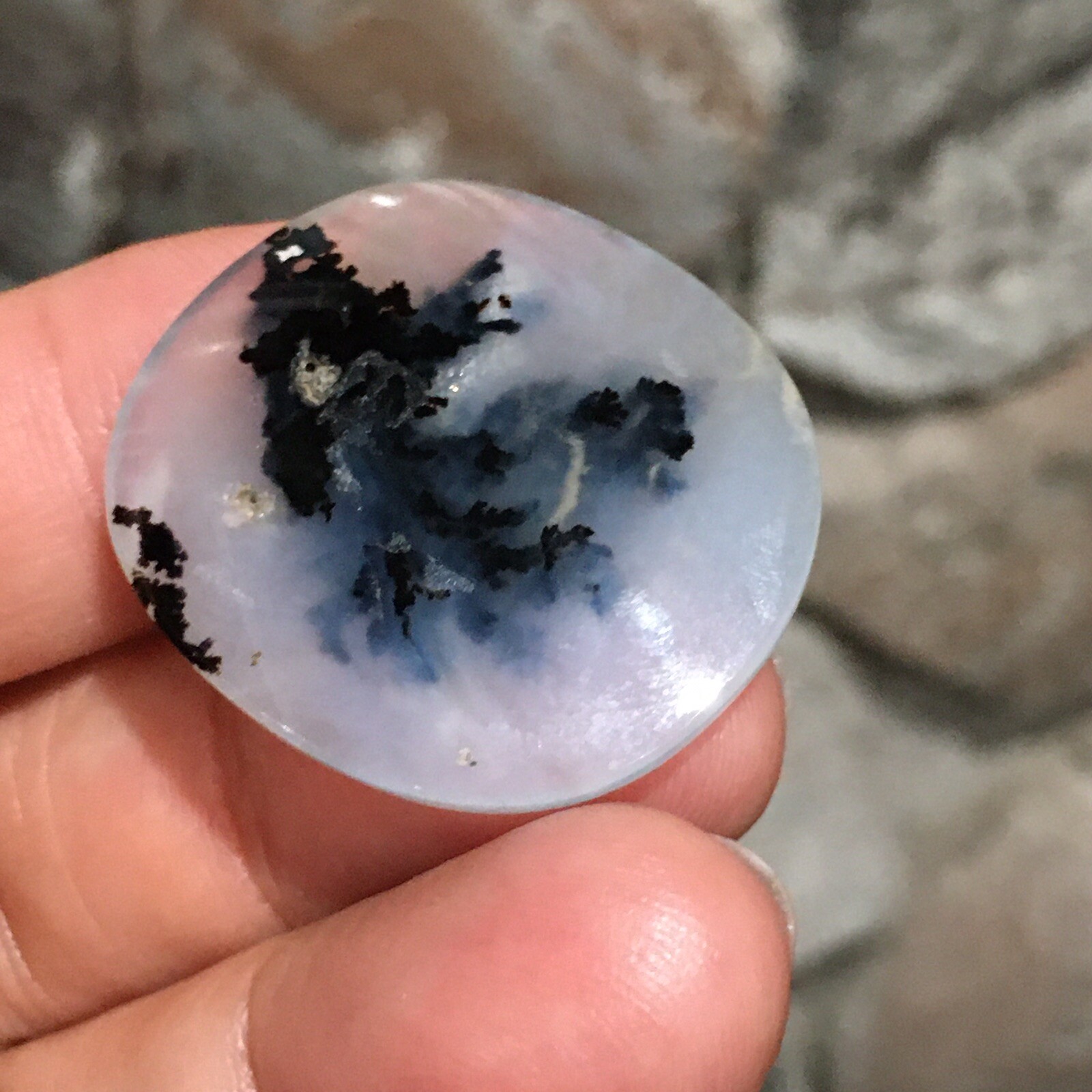 30.5x27x6mm Dendrite Agate Picture Cabochon Loose Stone