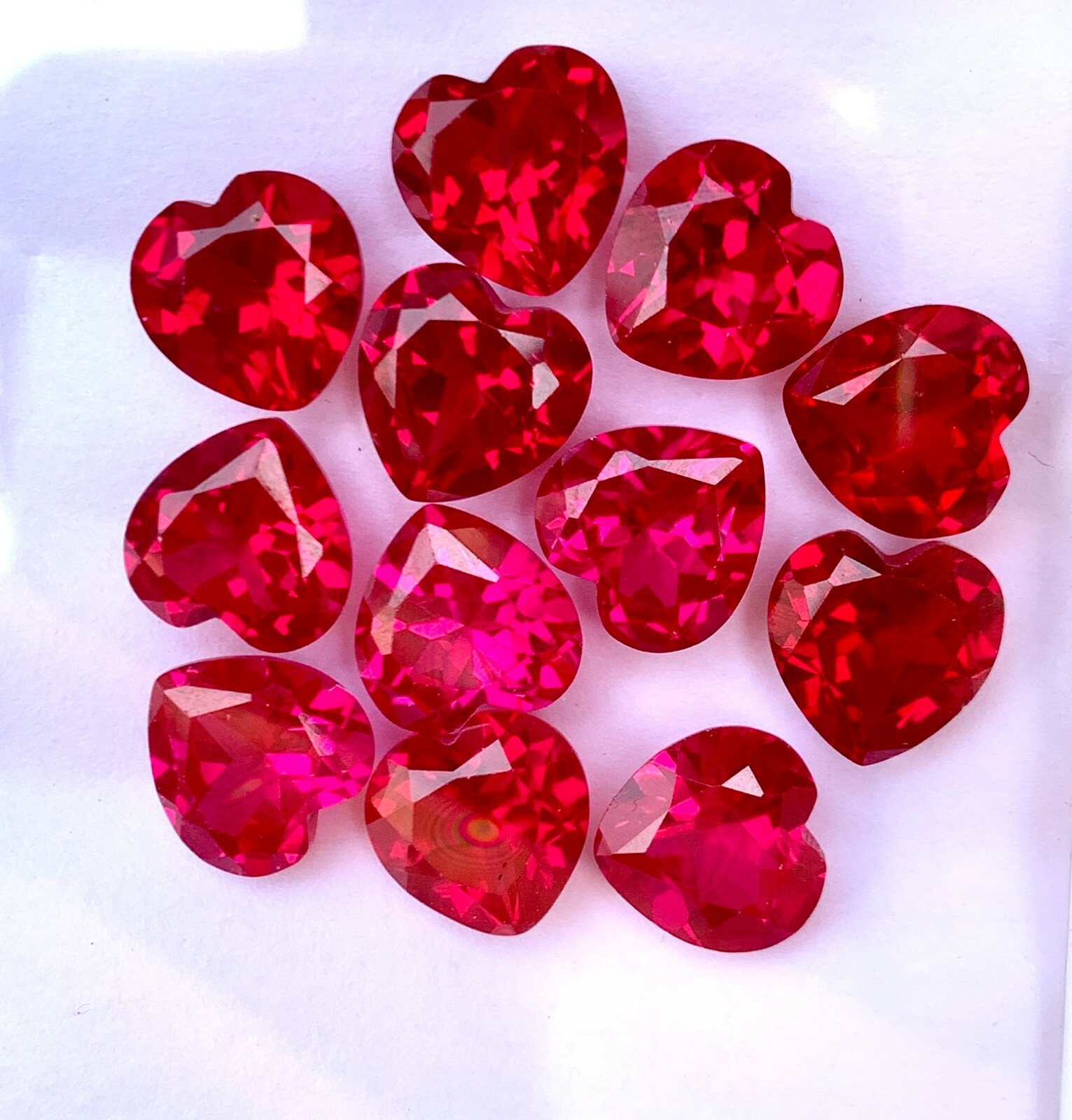 12 Pcs Natural Red Mogok Ruby Heart 10.00 MM Certified Treated Loose Gemstone