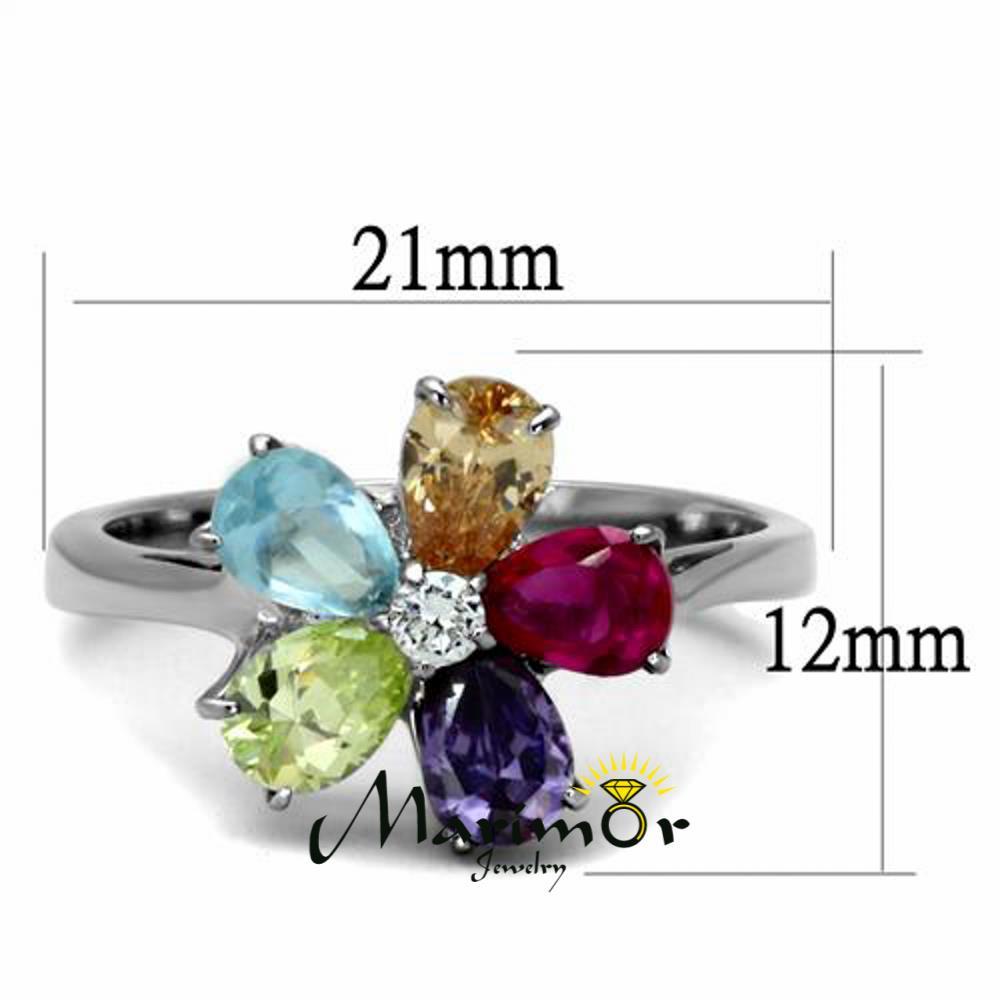 1.86 Ct Mulit Color Cubic Zirconia Stainless Steel Cocktail Ring Women’s Sz 5-10
