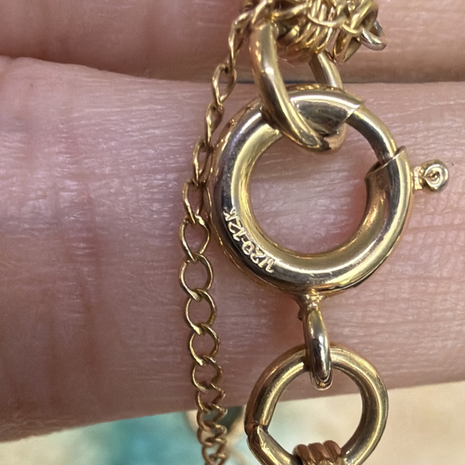 Yellow Gold Filled 1/20-12K Green Jade Oval Link Chain Bracelet 7 in