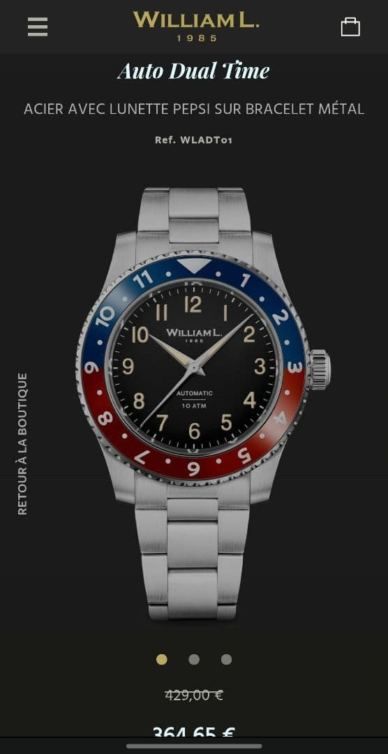 William L. 1985 Automatic Watch Red/Black Bezel 10ATM Steel From Japan