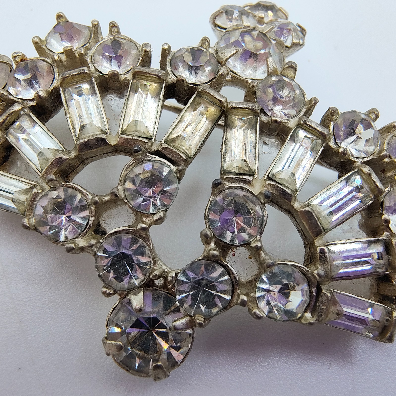 Vintage Art Deco Rhinestone Crown Brooch Old Hollywood Regency Tiara Royalcore