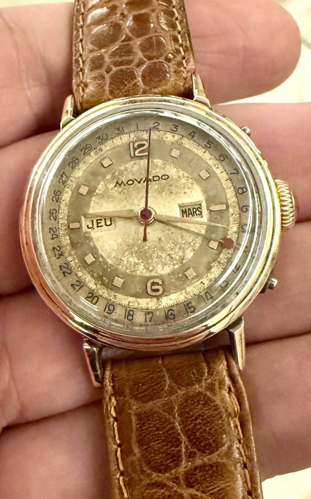 ⌚Ultra Rare Movado Triple Calendar Gold-Capped Hand-Wind Vintage Swiss⌚