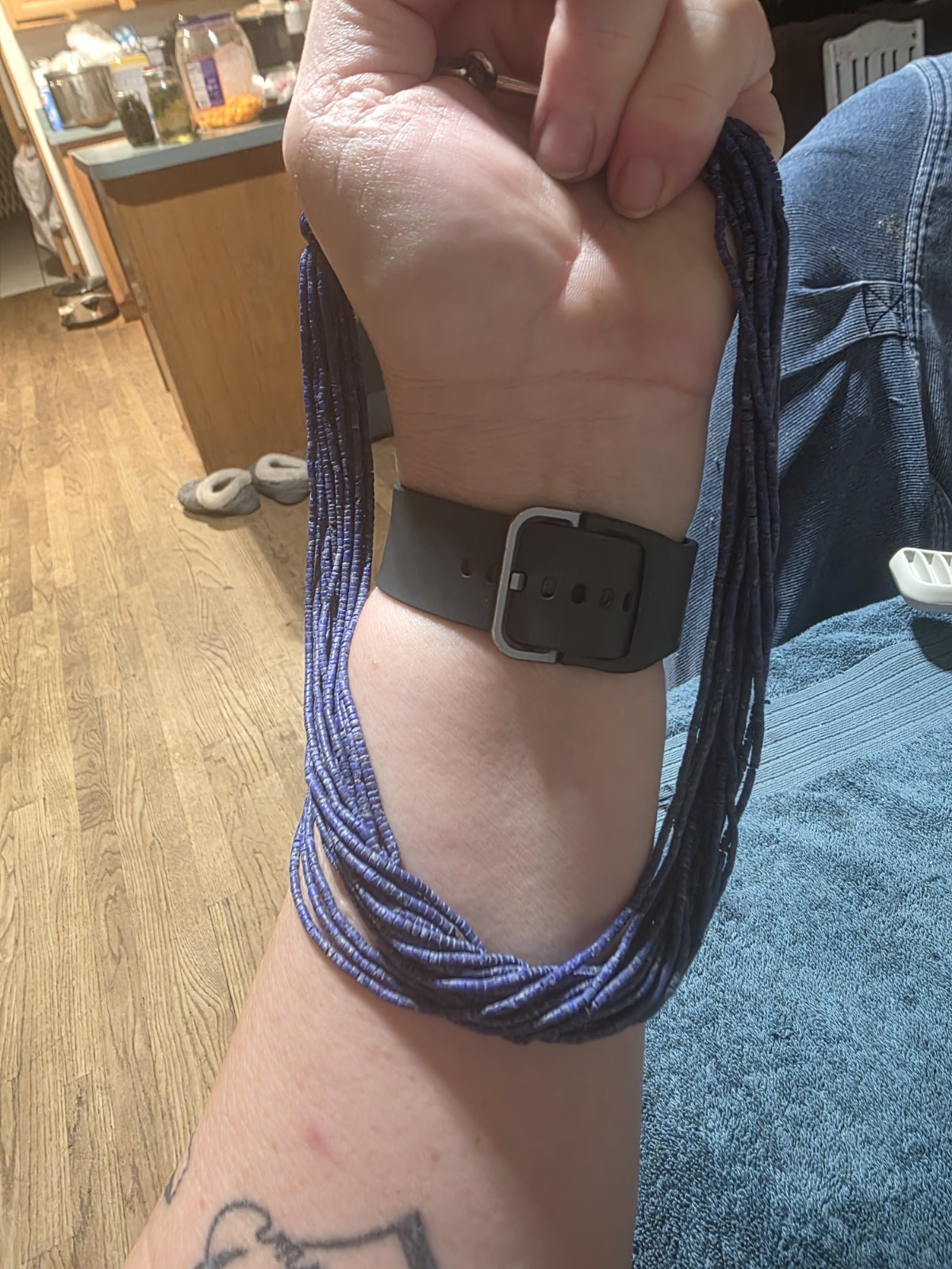 Blue Lapis Multi Strand 18 Inch Necklace
