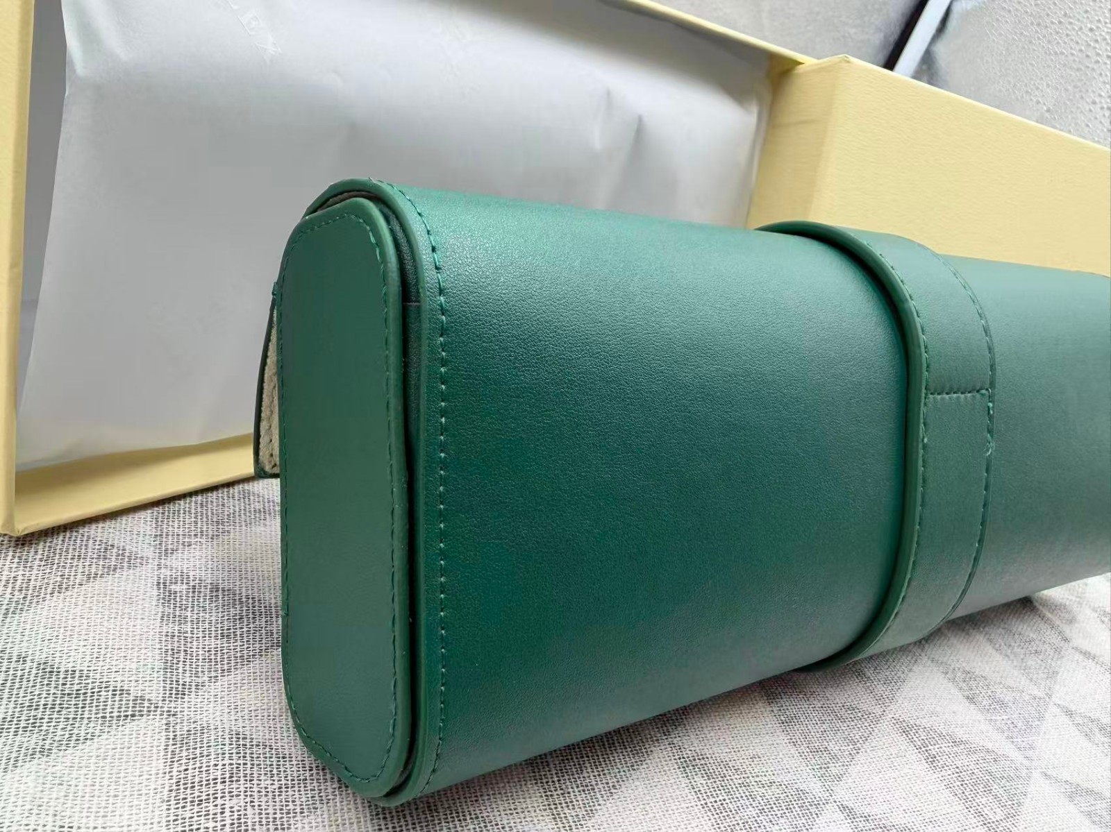 Luxury Green Leather Watch Roll Travel Case 3 Slot Storage Pouch Collector Gift