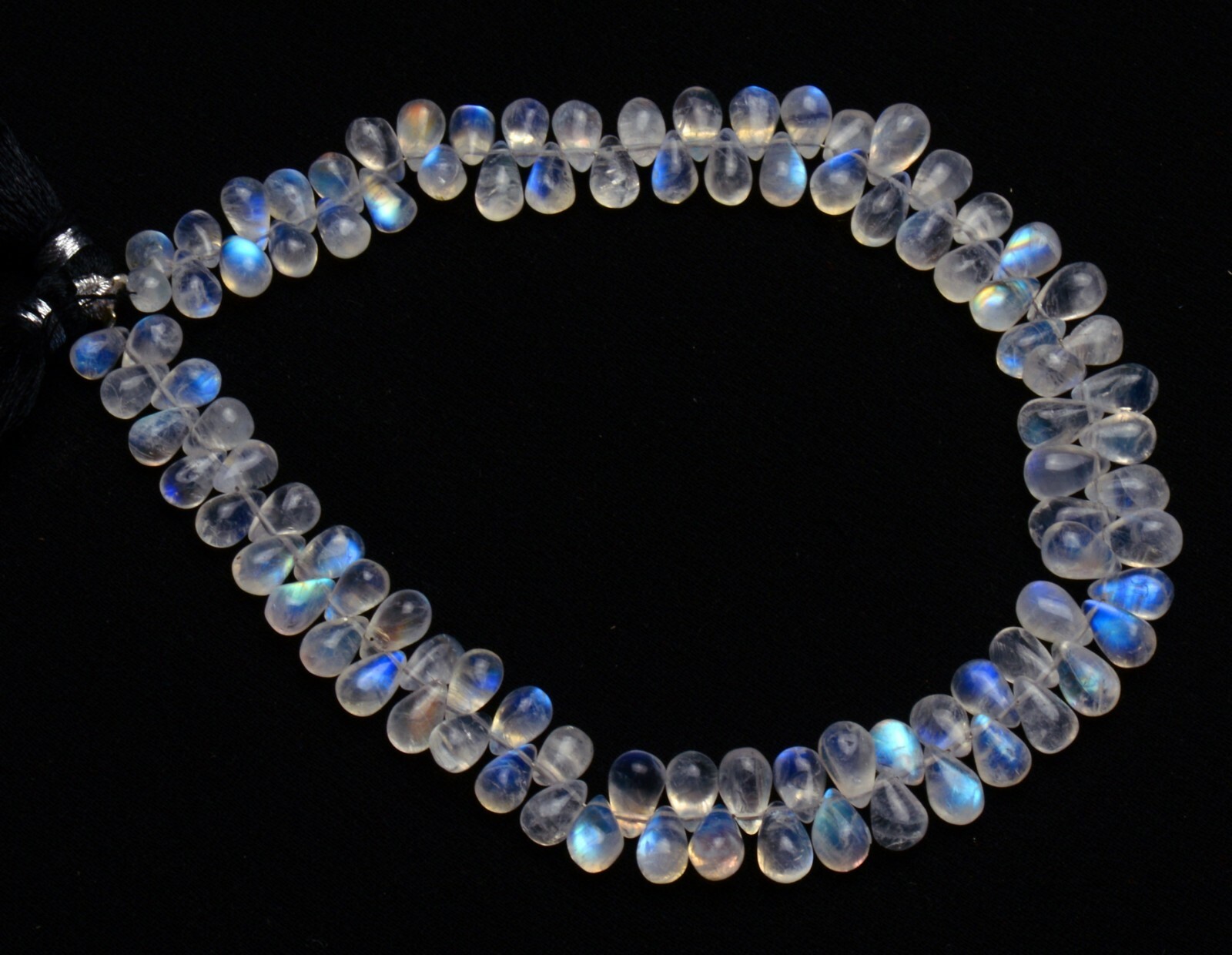 Natural Gem Rainbow Moonstone 8x5mm Approx Size Teardrop Shape Smooth Beads 10″