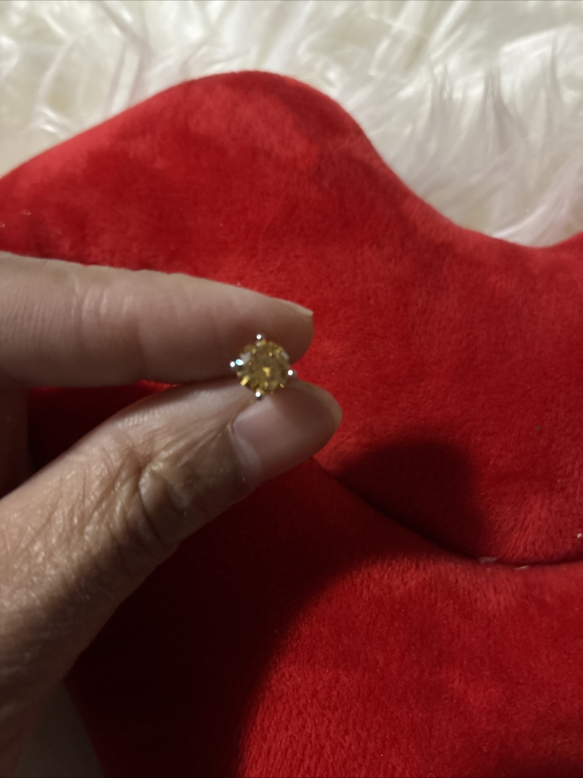 2 Karat Champagne Moissanite Earrings With Twist Back While Gold Over Brass