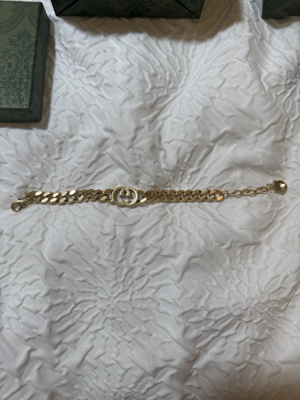Gucci Double G Gold Tone Chain Bracelet Adjustable 6.5–7” w/ Box & Dust Bag