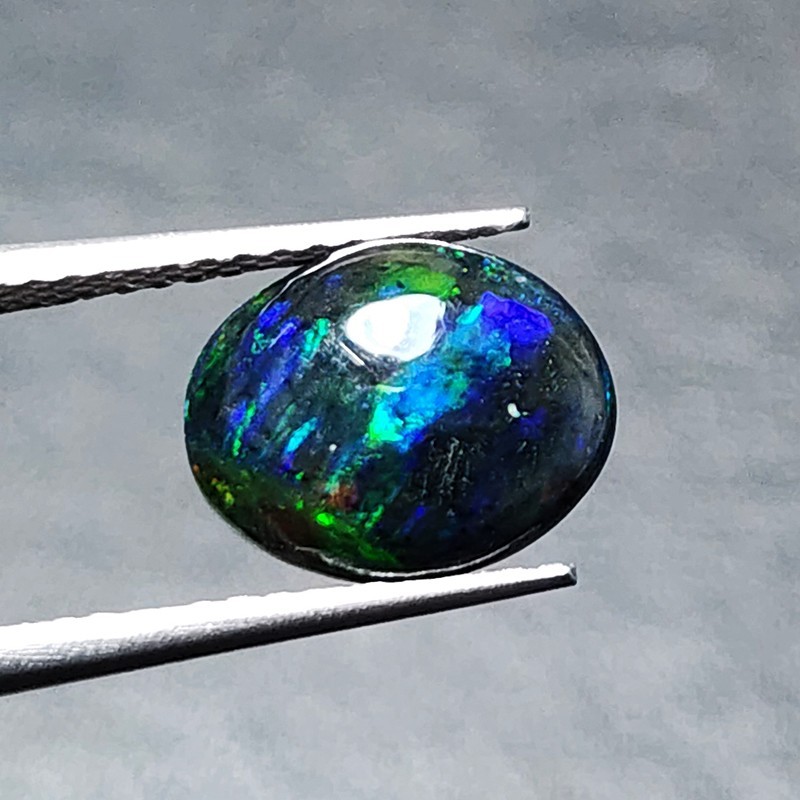 Natural Welo Black Opal Ethiopia Oval Cabochon Vivid Blue Green Fire 1.20Ct Gem