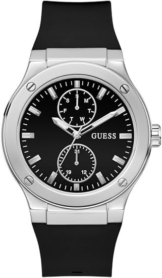 Guess Men’s Black Silver Tone Multi-function Watch – GW0491G3 NEW