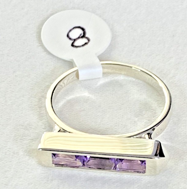 Kit Heath Lavender Amethyst Manhattan Bar Ring Sterling Silver Size 8 NWT 4g