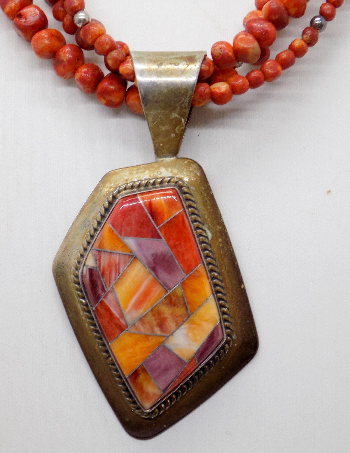 DTR Desert Rose Trading Mine Finds By Jay King Sterling Spiny Oyster Necklace
