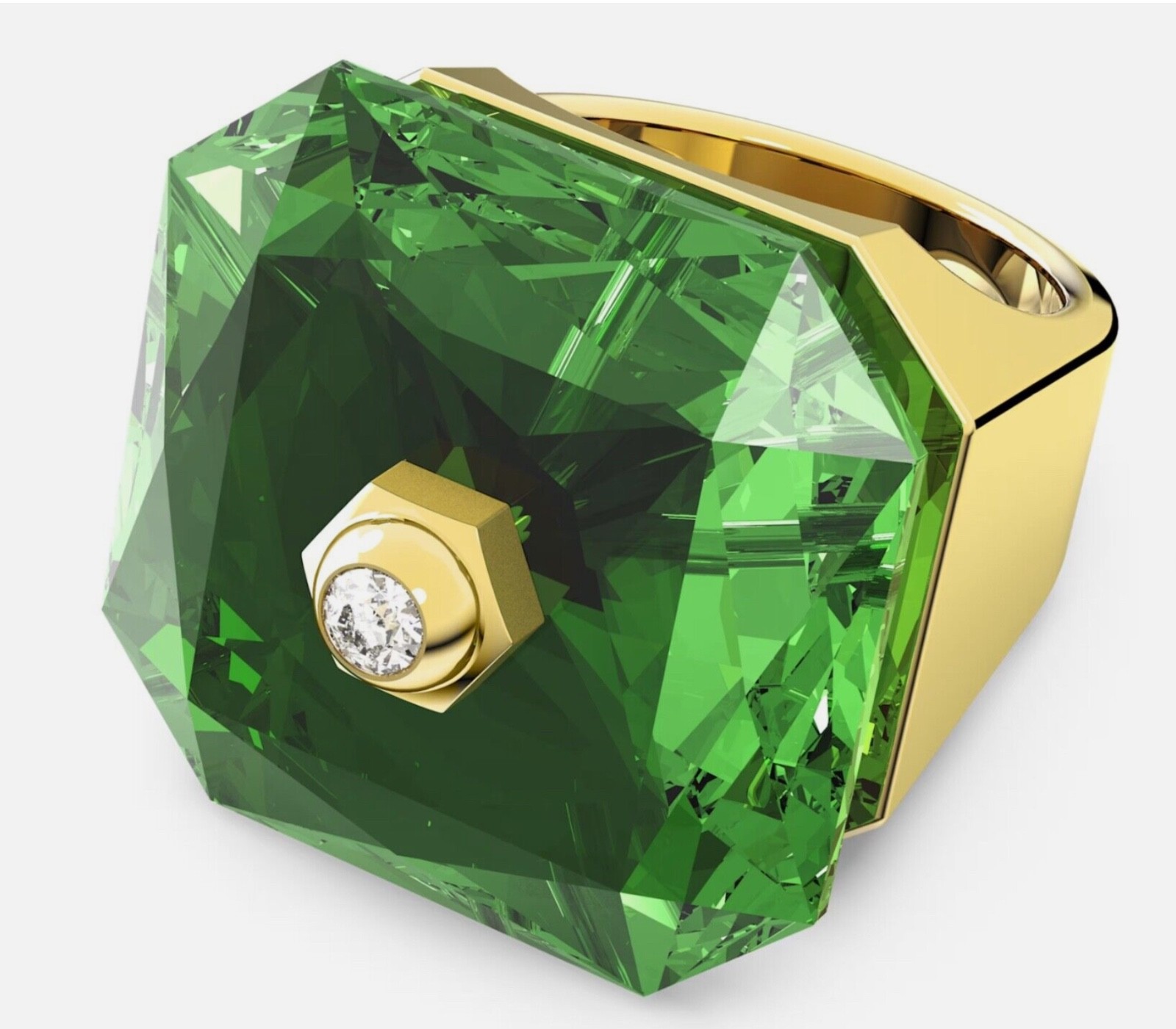 SWAROVSKI Numina Ring, Square cut, Green, Gold Tone Plated size 55 new💕❤️
