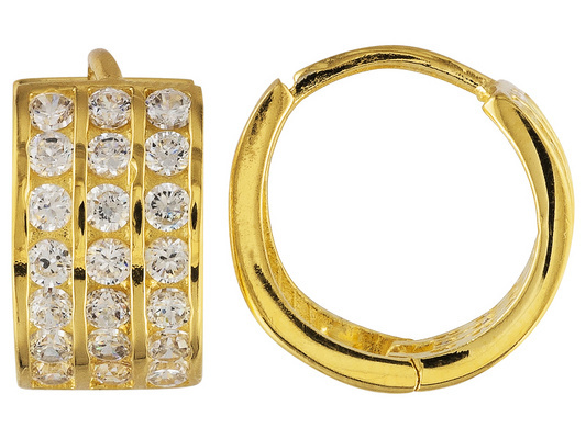Lovely Huggie Earrings W/ 2.52ctw CZ in18k Yellow Gold Over Sterling Silver