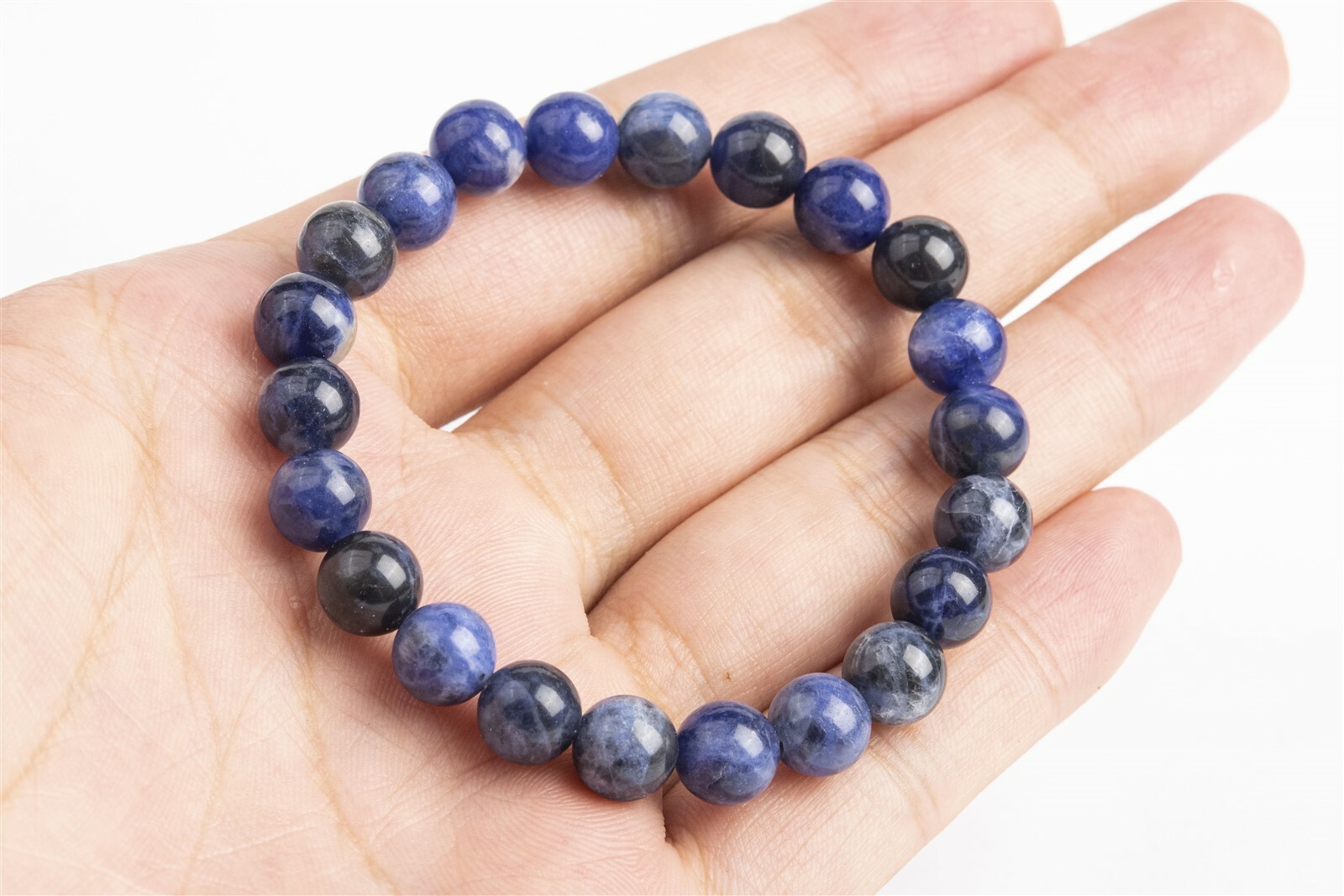 8-9MM Sodalite Bracelet Grade AAA Genuine Natural Round Gemstone Beads 7″