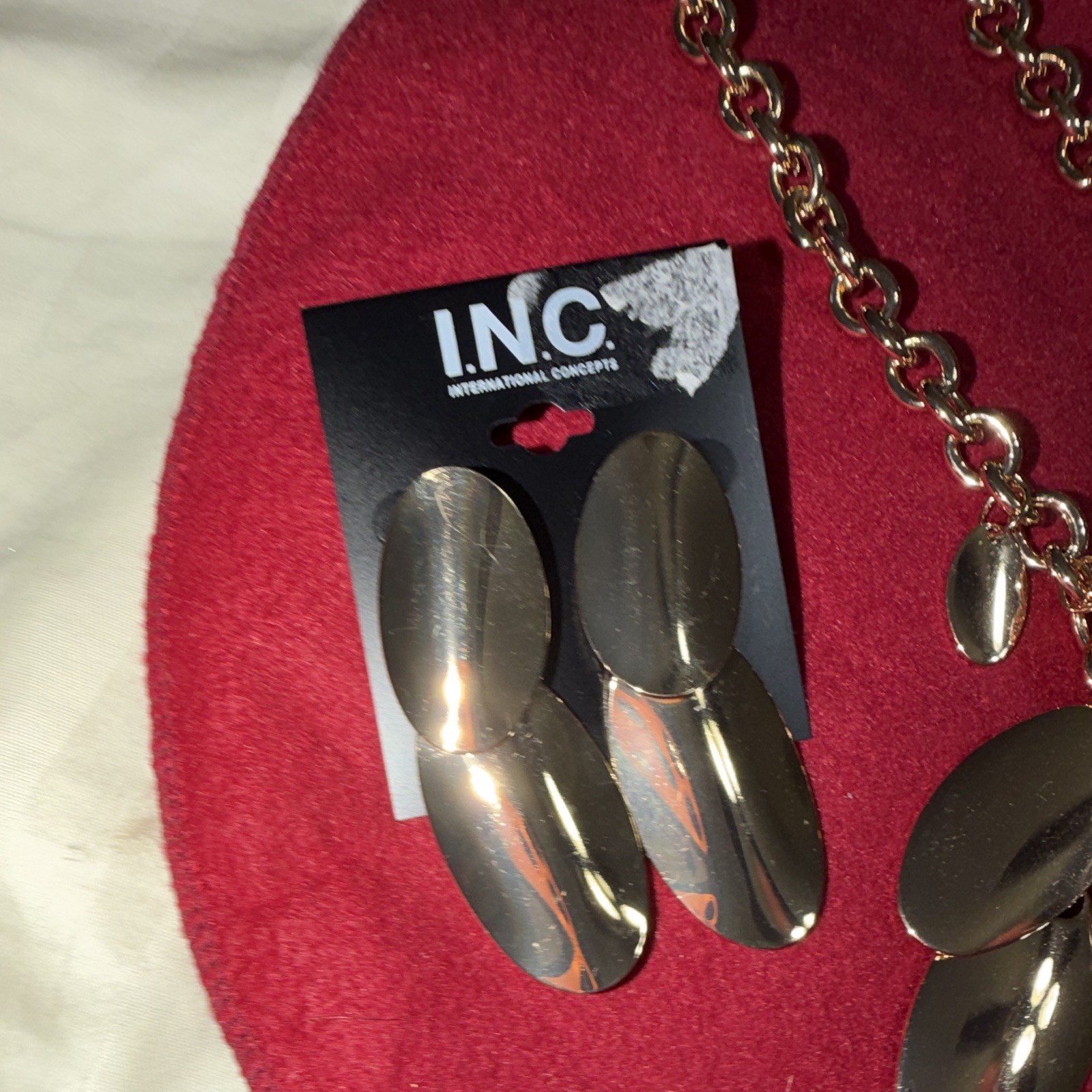 I.N.C. Gold Color Jewelry Set – Necklace and Earrings, No Stone