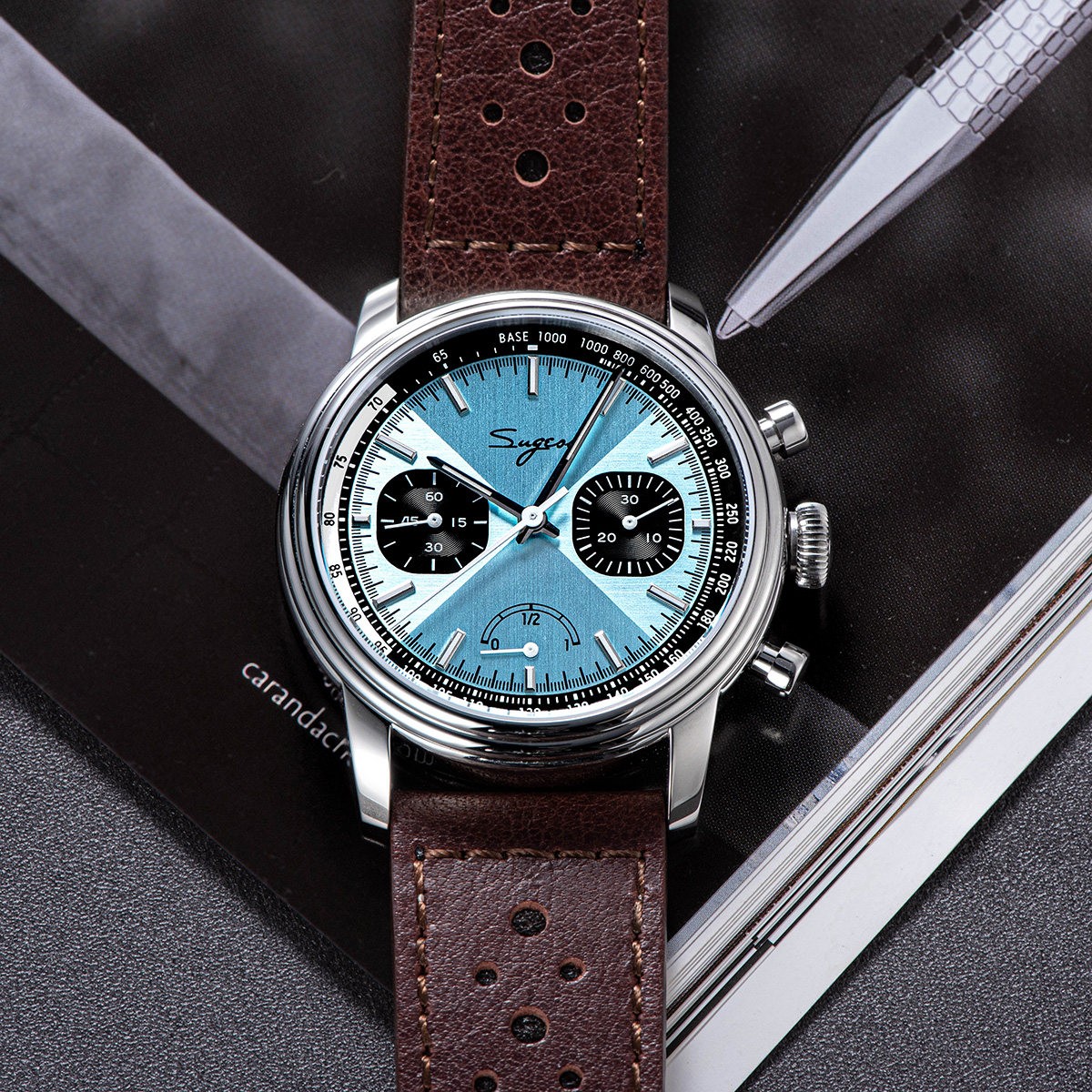 Seagull Movement Mechanical Chronograph Sapphire Case Watch Noctilucent ST412