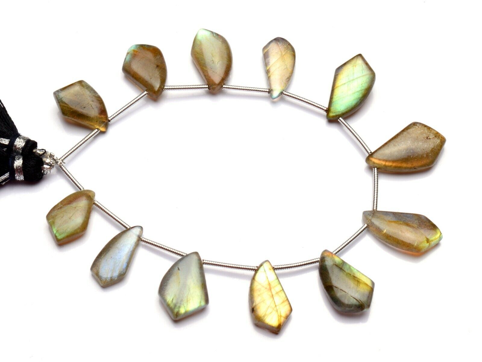 Natural Gem Multi Fire Labradorite 15×9 to 19x11mm Smooth Fancy Beads 8″ Strand