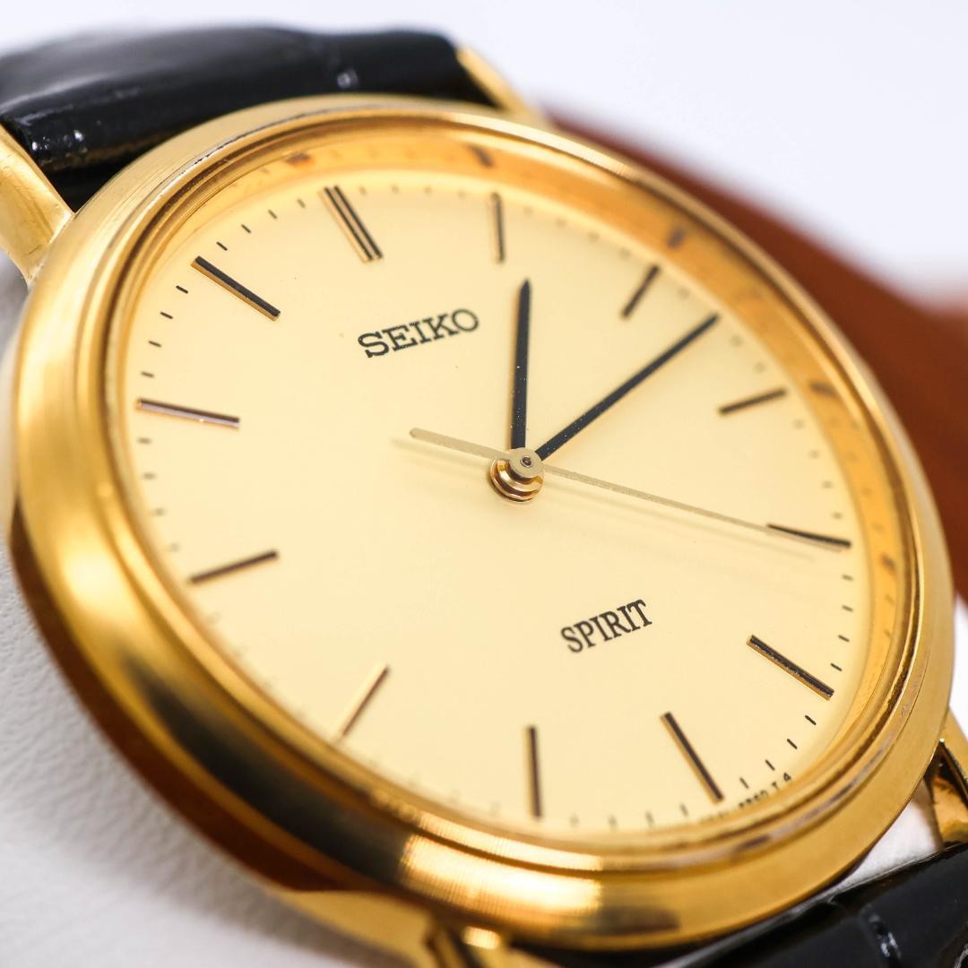Working SEIKO SPIRIT wristwatch, gold, Kanto Railway engraving, rare item, 3416
