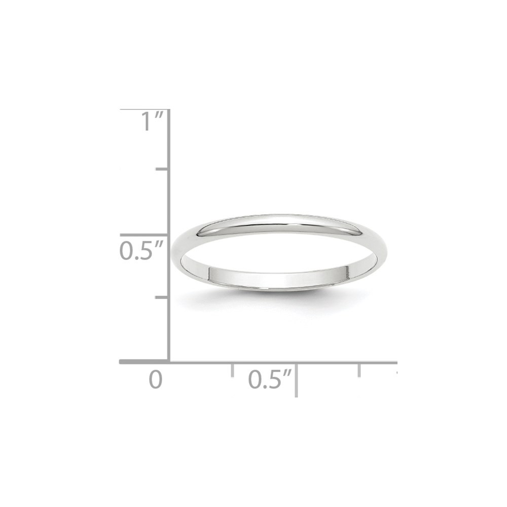 10k White Gold 2mm Lightweight Half Round Wedding Band Ring Size 5 for Women
