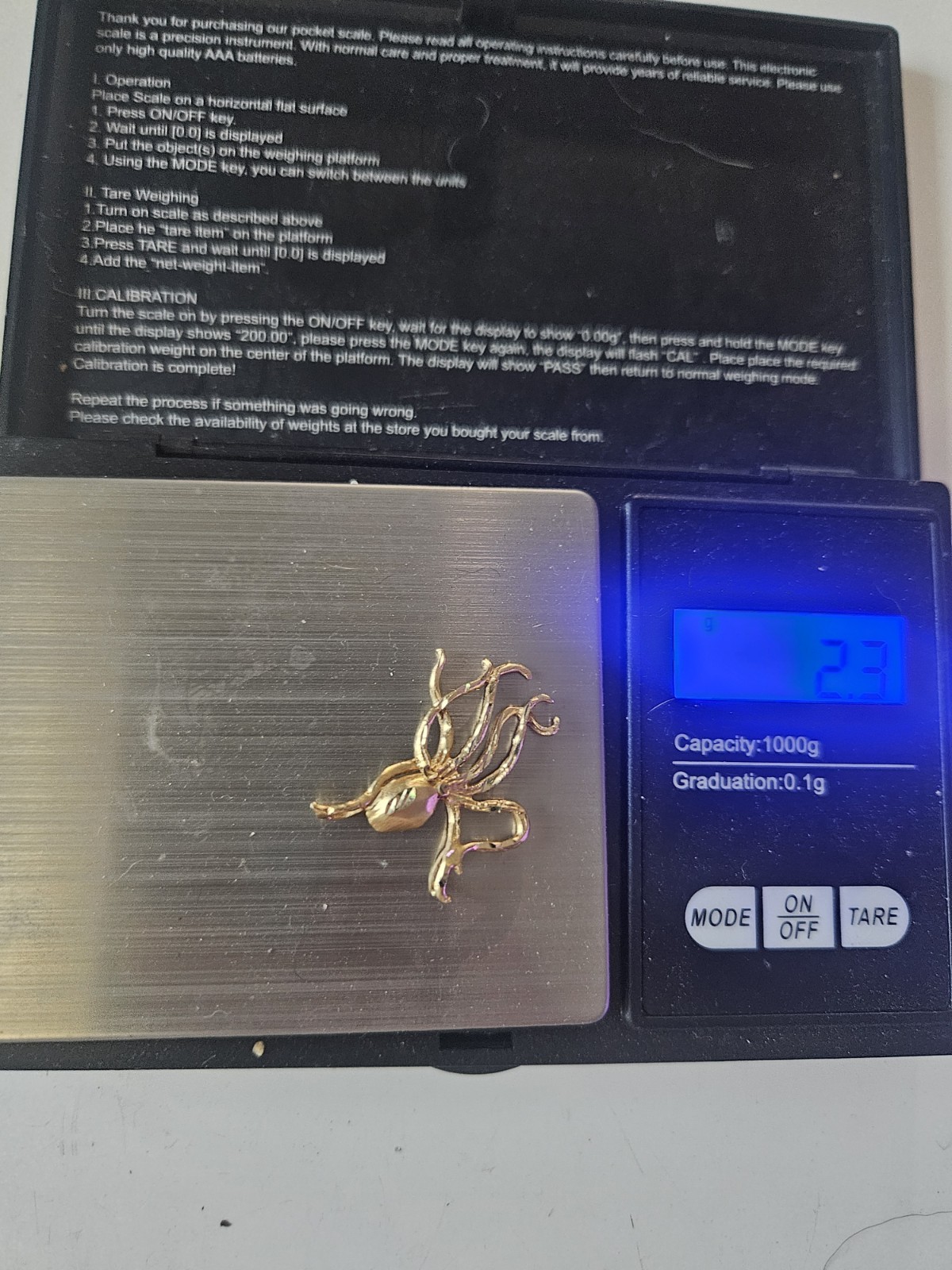 Vintage 14K Yellow Gold Octopus Kraken Charm Pendant Weighs 2.3 Grams
