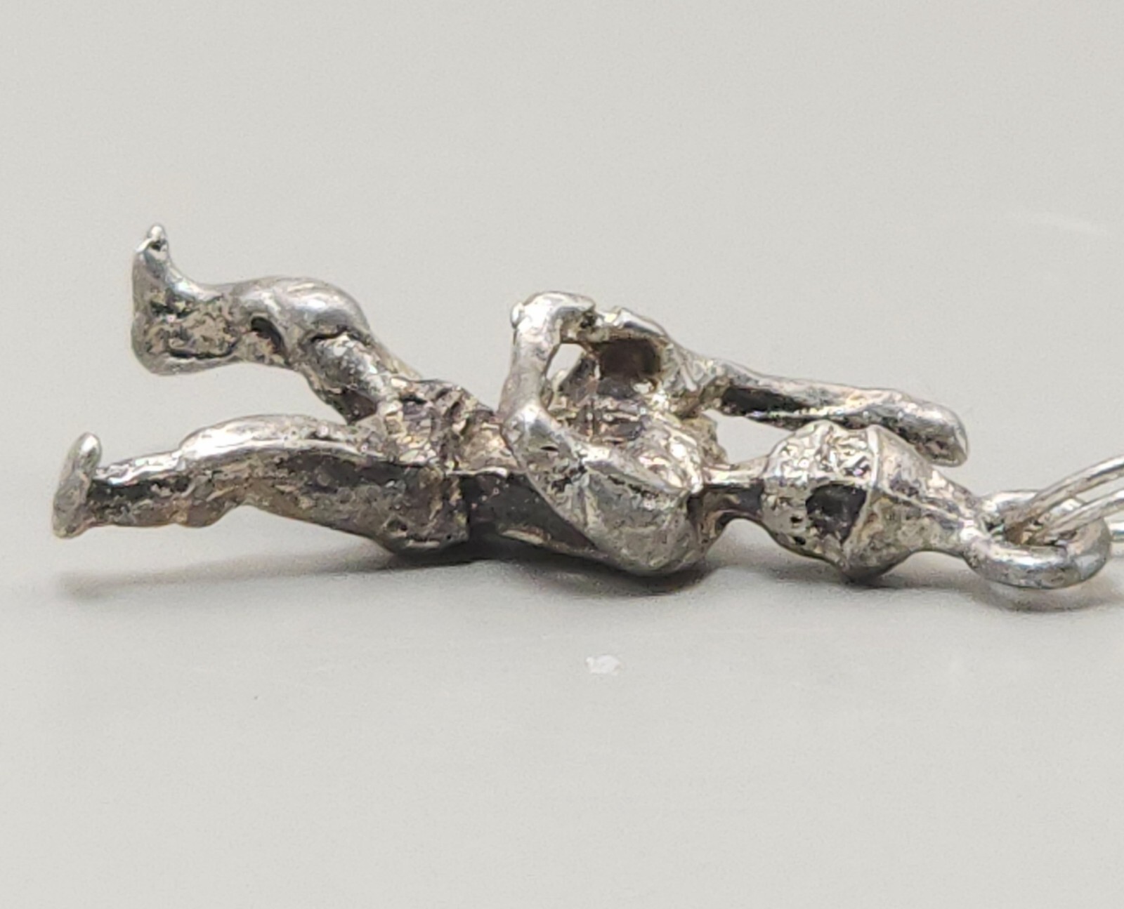 Sterling Silver Baseball Pendant Charm 2 Grams Batter 1 x1/2″ Vintage 3D Estate
