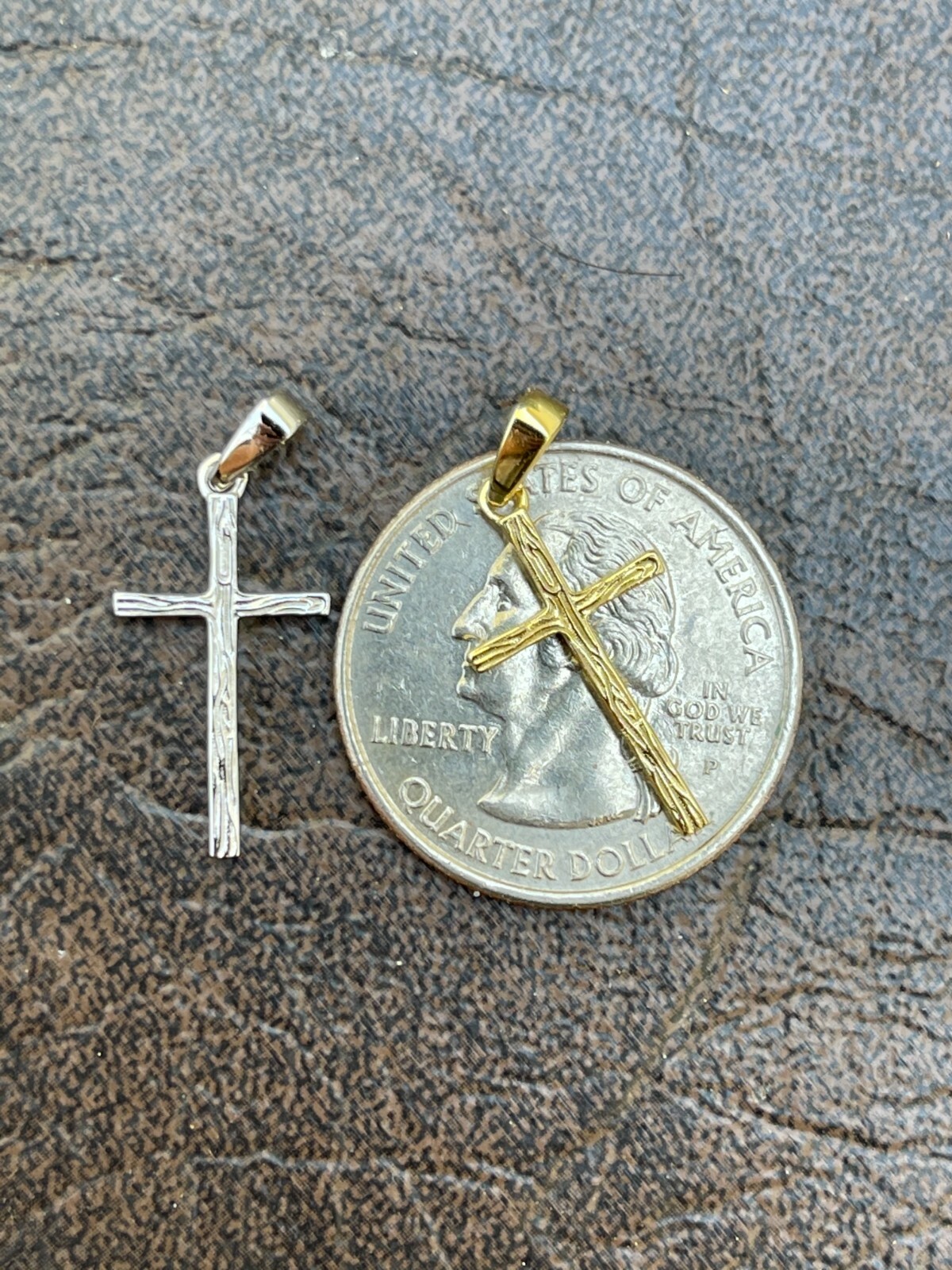 Small 0.75″ Plain Cross Pendant Solid 925 Sterling Silver / 14k Gold Plated