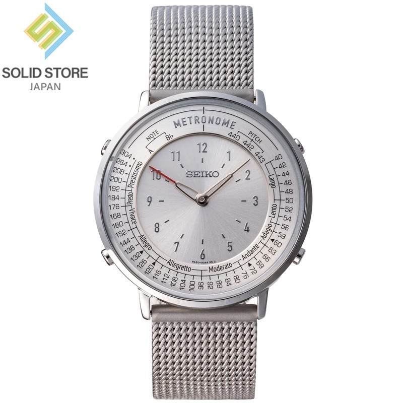SEIKO Metronome Watch SMW007A Silver Stainless Steel Mesh Band 36.5mm