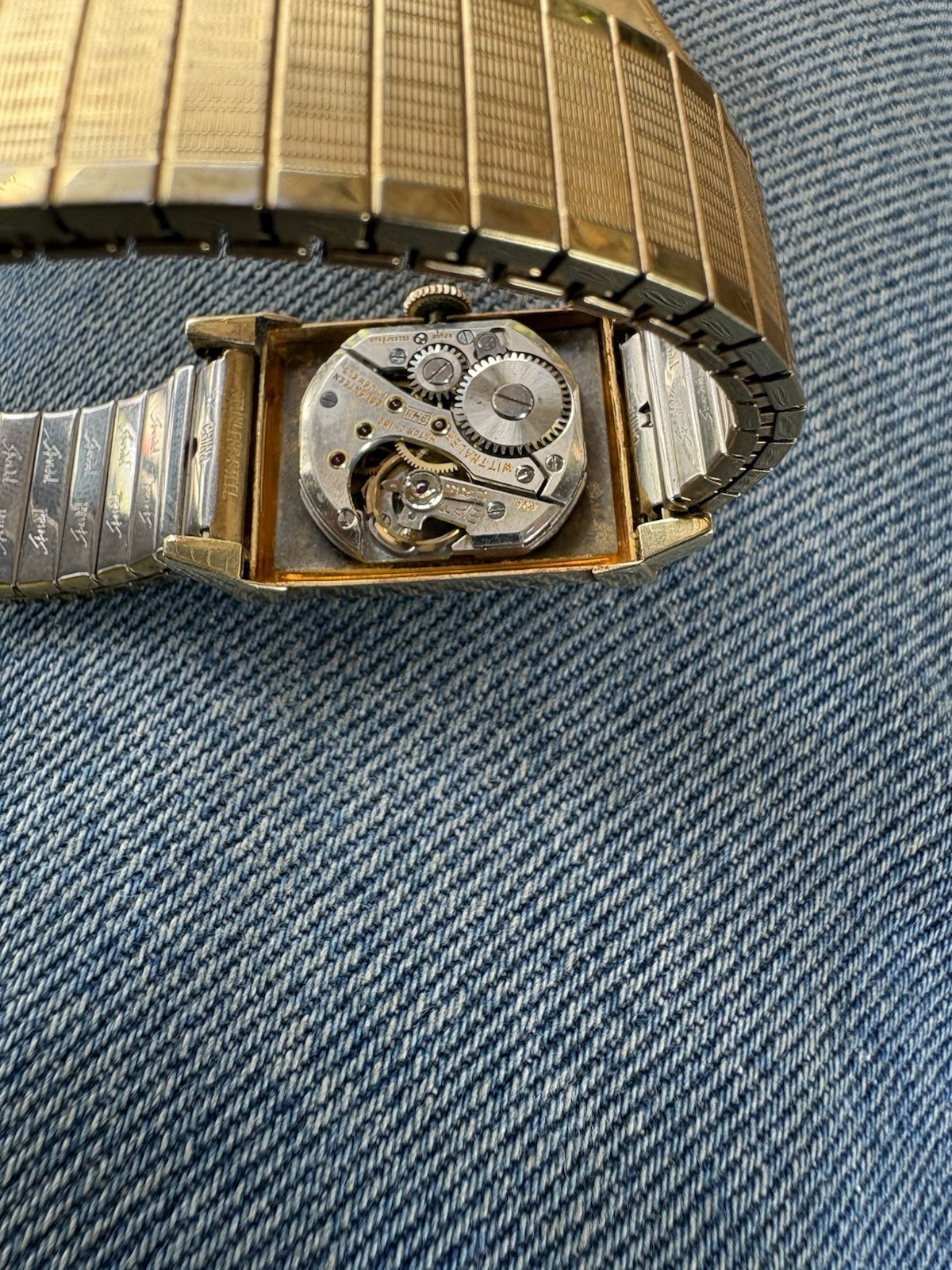 Wittnauer Tank 14K Gold Rectangular Manual Wind Dress Watch Small Seconds