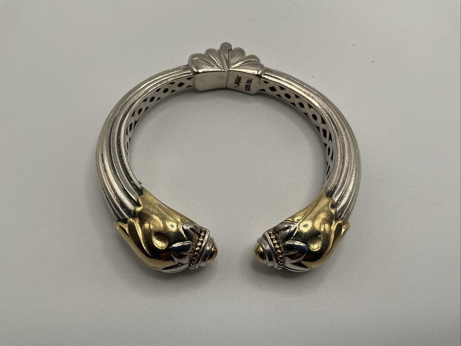 LAGOS CAVIAR Sterling Silver And 18K Gold Hinged Cuff Bracelet 750 And 925