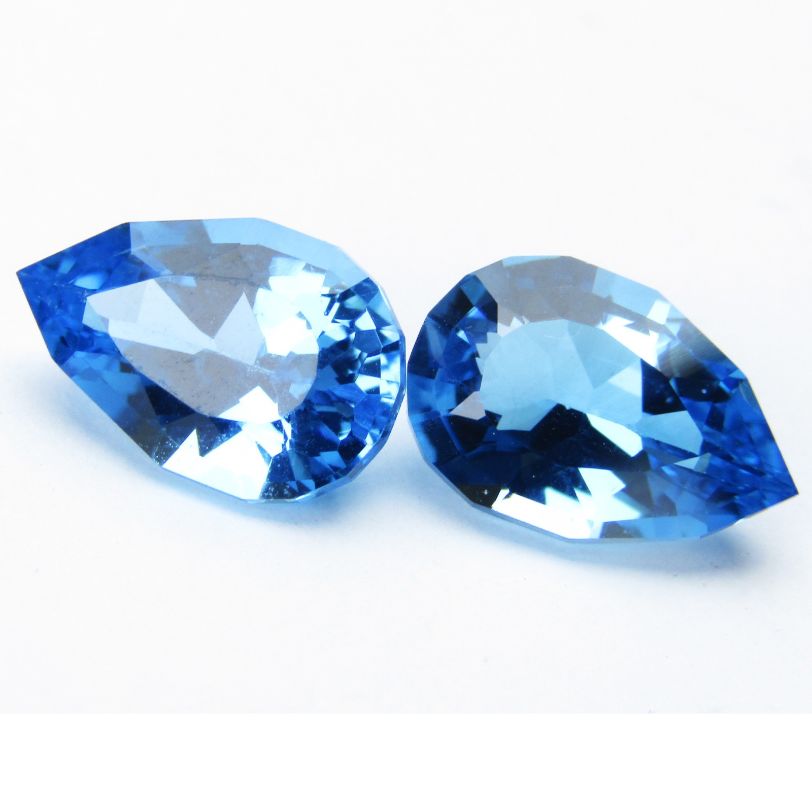 6.45Cts Gorgeous Natural Swiss Blue Topaz Pear Custom Cut Matching Pair Gems