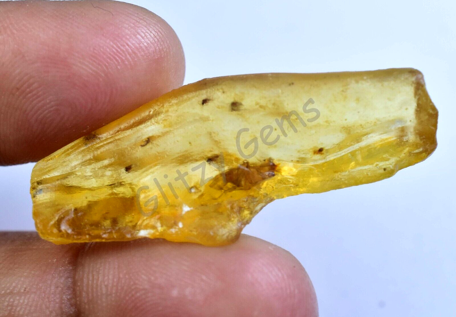 14.10 Ct Natural Tanzania Amber Fossil Insect Inclusion Facet Certified Rough