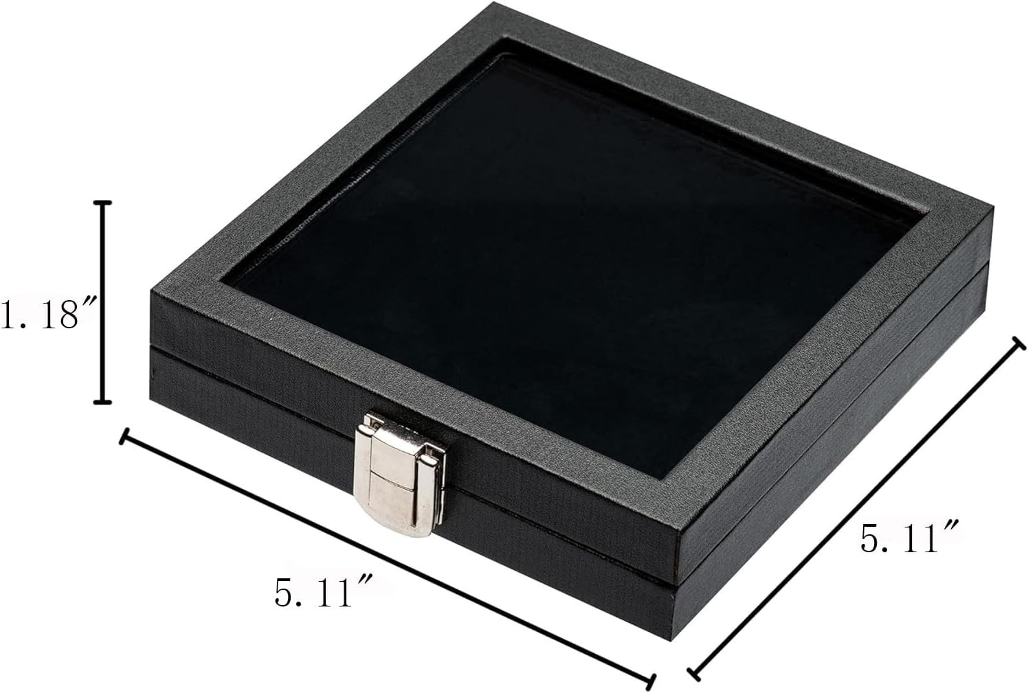 Jewelry Display Case Tempered Glass Top Lid Black Leatherette,Gemstone Displa…