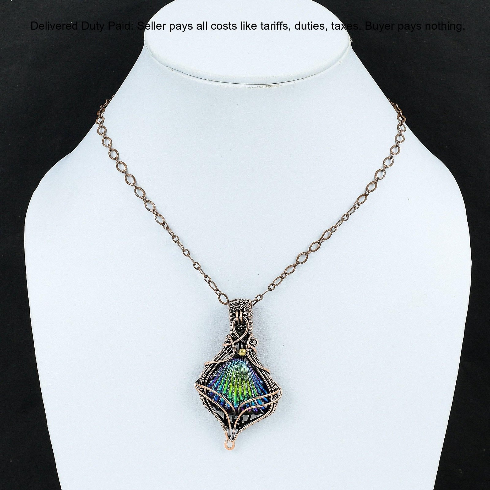 Natural Titanium Coated Shell No Stone Wire Wrapped Mother New Pendant Copper