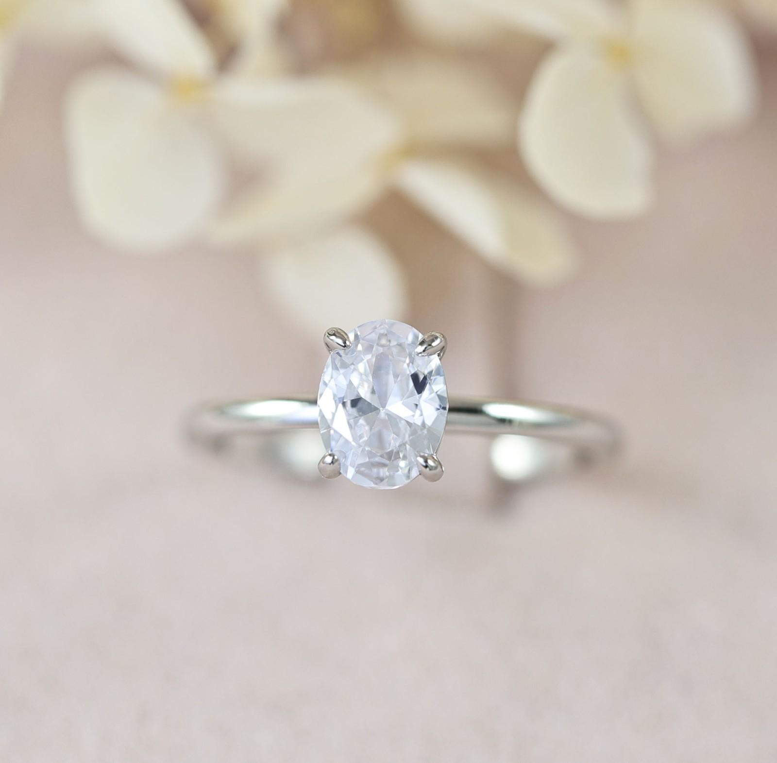 1.25ct Oval Cut Solitaire CZ Wedding Engagement Ring 925 Sterling Silver S10450E