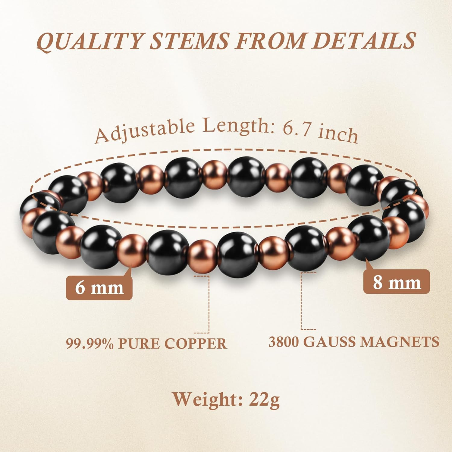 Copper Bracelets for Women Magnetic Bracelets for Men 99.9% Pure Copper Jewelry