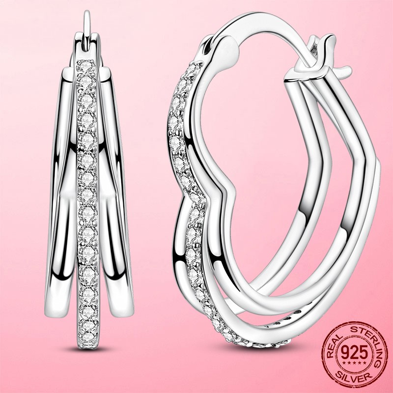 LAZA 925 Sterling Silver Hoop Earrings AAA CZ Sparkling starlight Women Jewelry